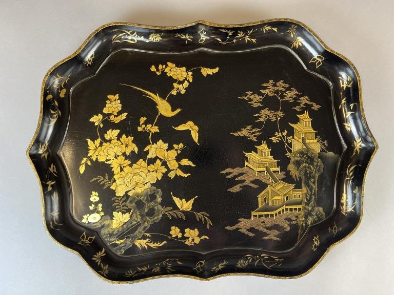 Large Victorian Papier Mache Chinoiserie Tray (1 of 4)
