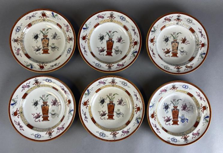 6 Minton "Woodseat " Transfer Printed Bowls C.1840 (1 of 6)