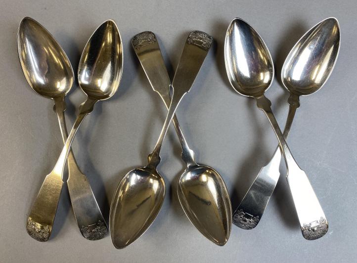 6 G. S. Gelston Coin Silver Serving Spoons C.1830 (1 of 6)