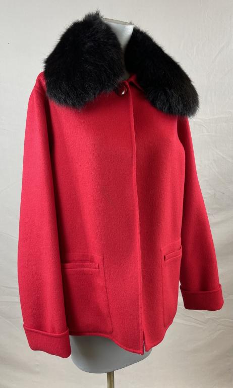 Red Wool Jacket with Dyed Fox Collar Carole Little (1 of 6)
