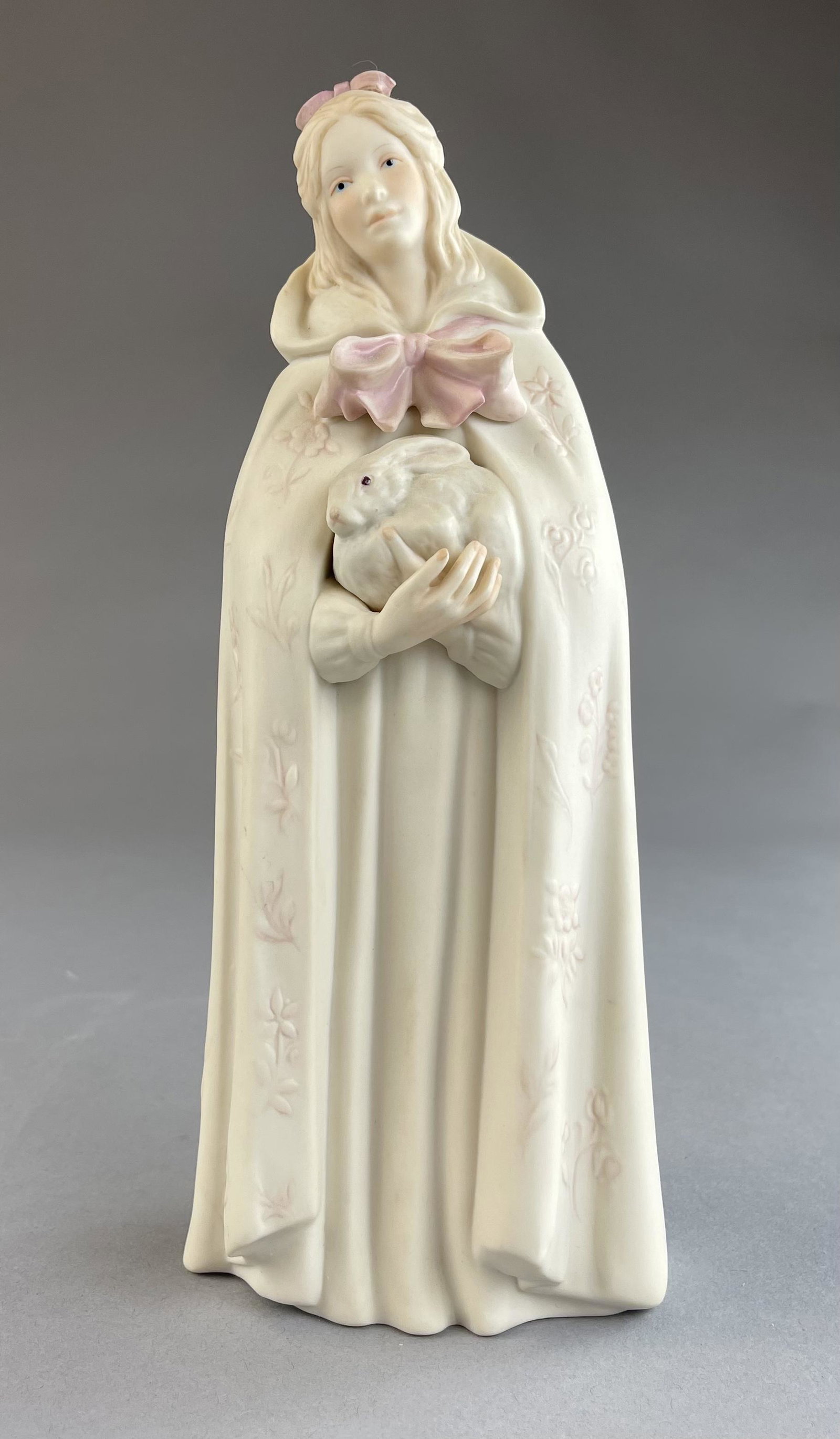 Cybis "Melissa" Pink Bow Girl with Rabbit Figurine: Cybis porcelain figurine "Melissa".Height 10"