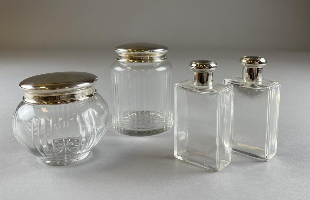 Faceted Crystal and Silver Plated Vanity Jars (1 of 4)