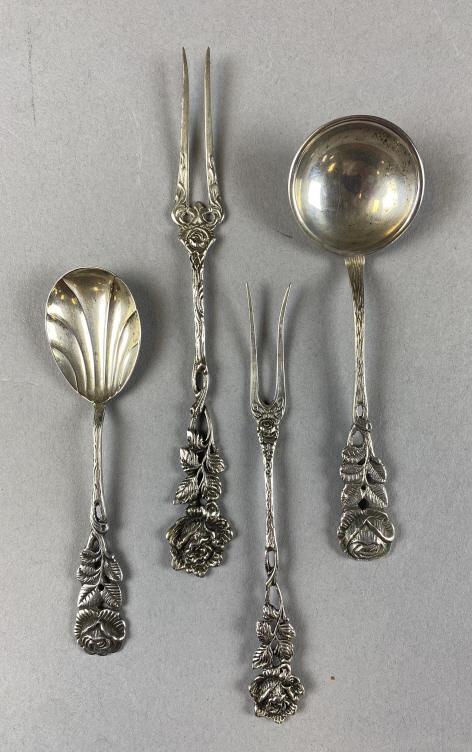 800 Silver Cocktail Tool Set, Hildesheimer Rose (1 of 2)