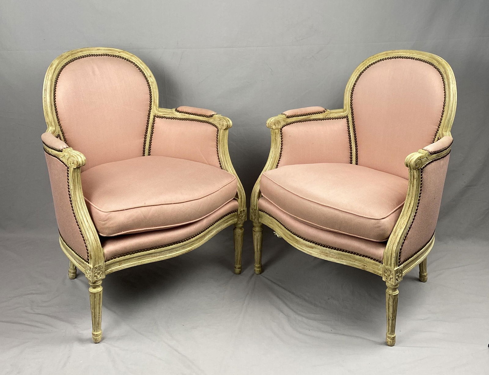 Pair Baker French Louis XVI Bergere Chairs (1 of 9)