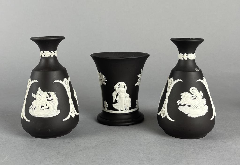 Three Wedgwood Black Jasperware Vases (1 of 9)