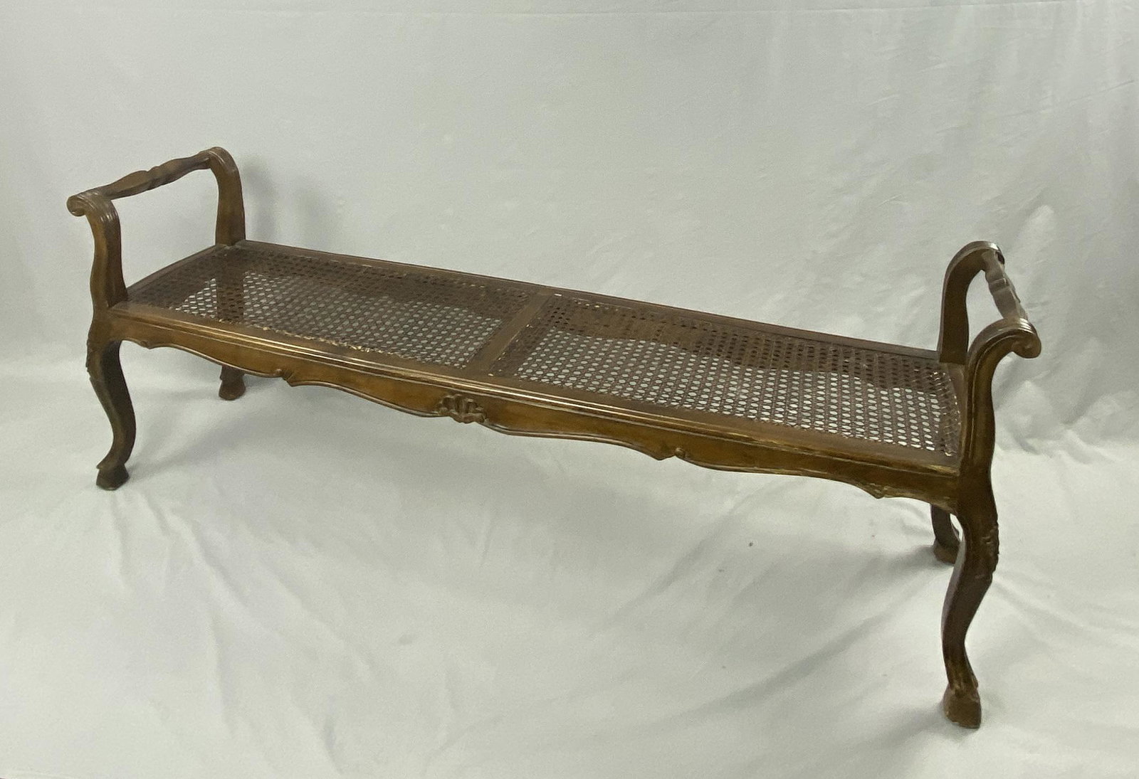 Country French Style Cane Long Bench (1 of 8)