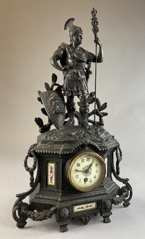 19th C. French Roman Soldier Spelter Clock (1 of 12)