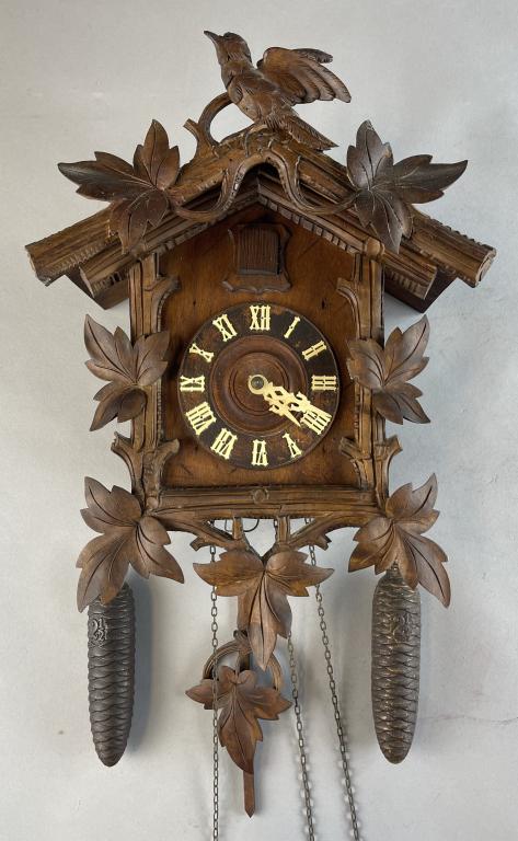 Antique Black Forest Carved Wood Cuckoo Clock (1 of 9)