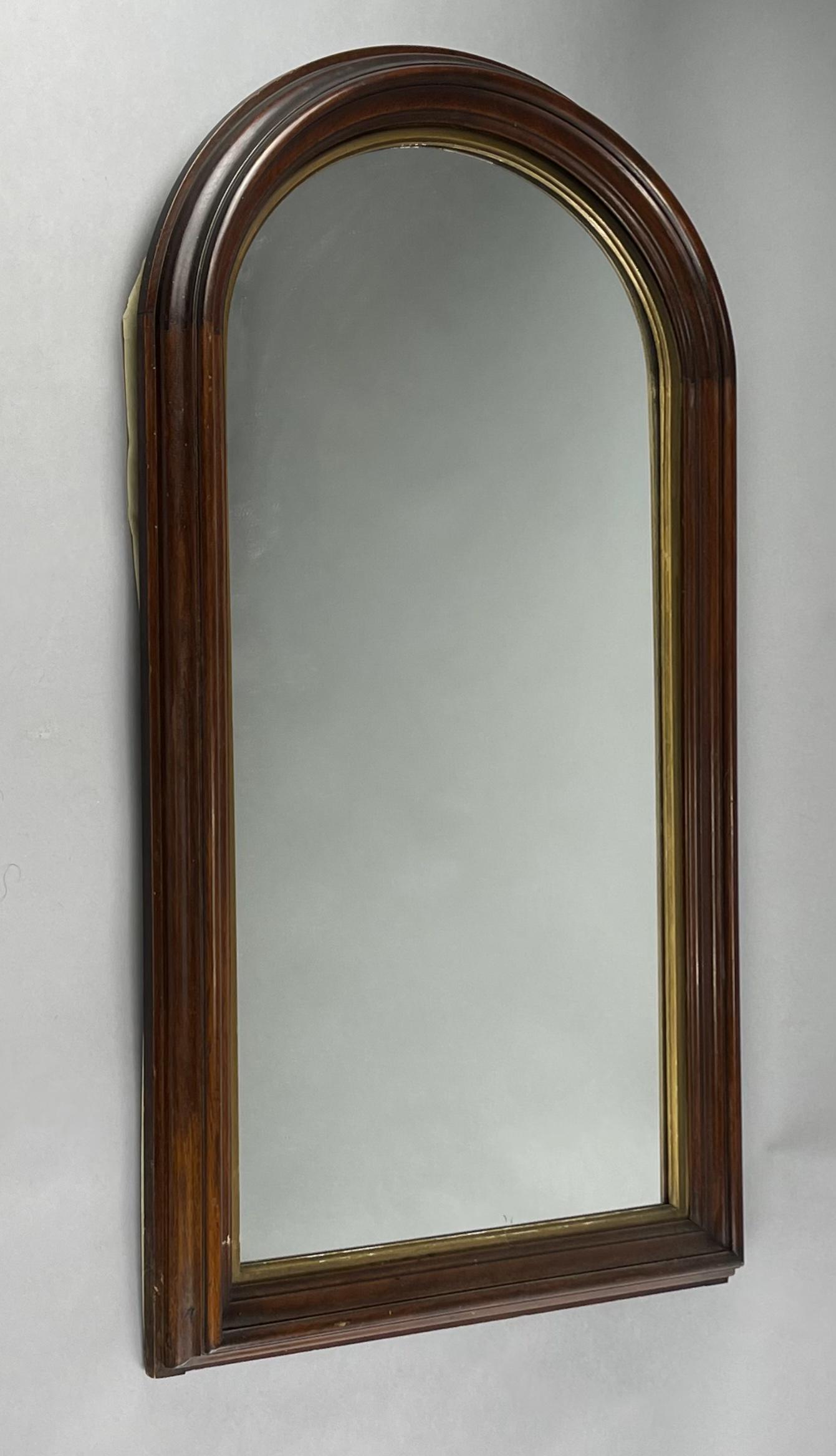 Victorian Arched Walnut Wall Mirror (1 of 3)