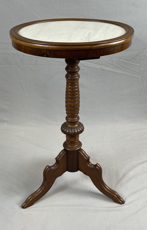 Victorian Marble Top Cherry Parlor Table (1 of 5)