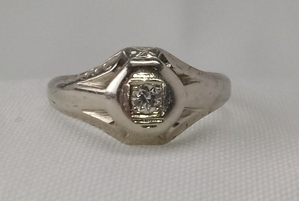 Art Deco Diamond 18KT White Gold Ring (1 of 3)
