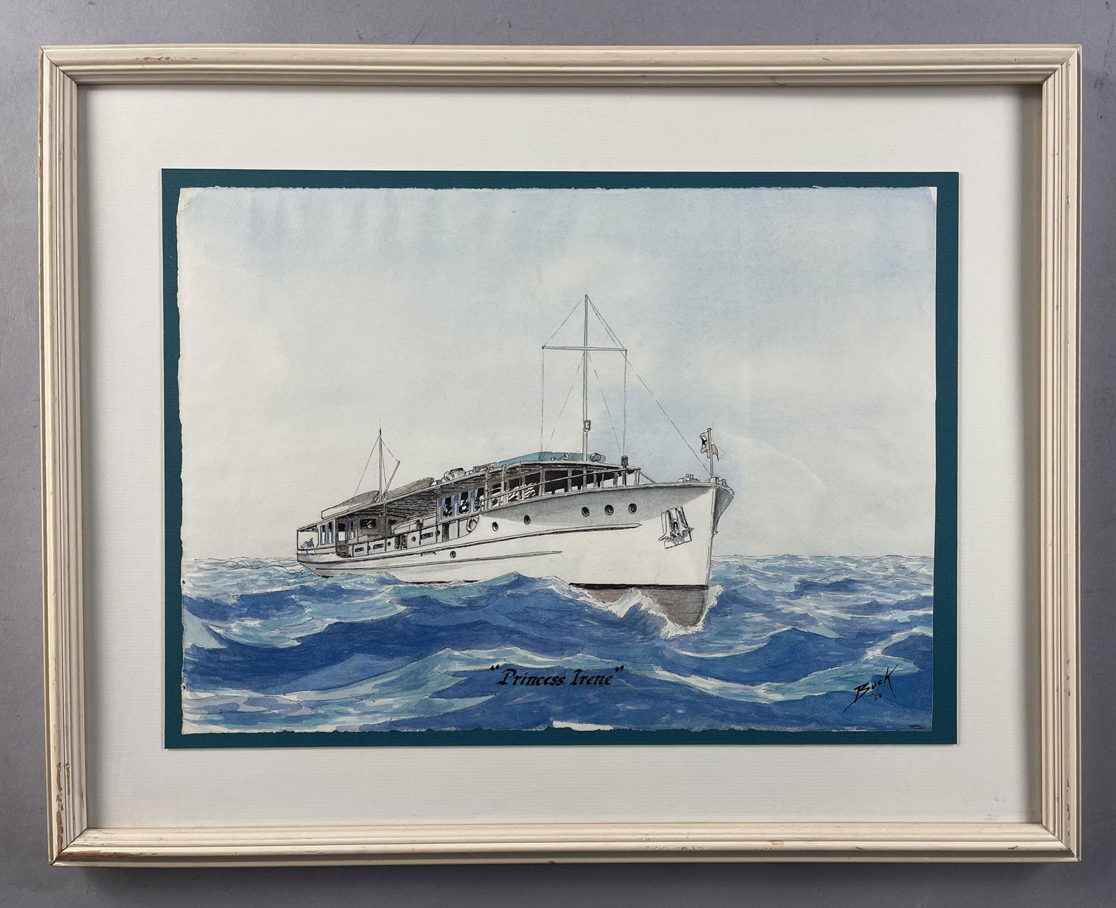 Yacht Watercolor "Princess Irene" 1959, Buck (1 of 4)