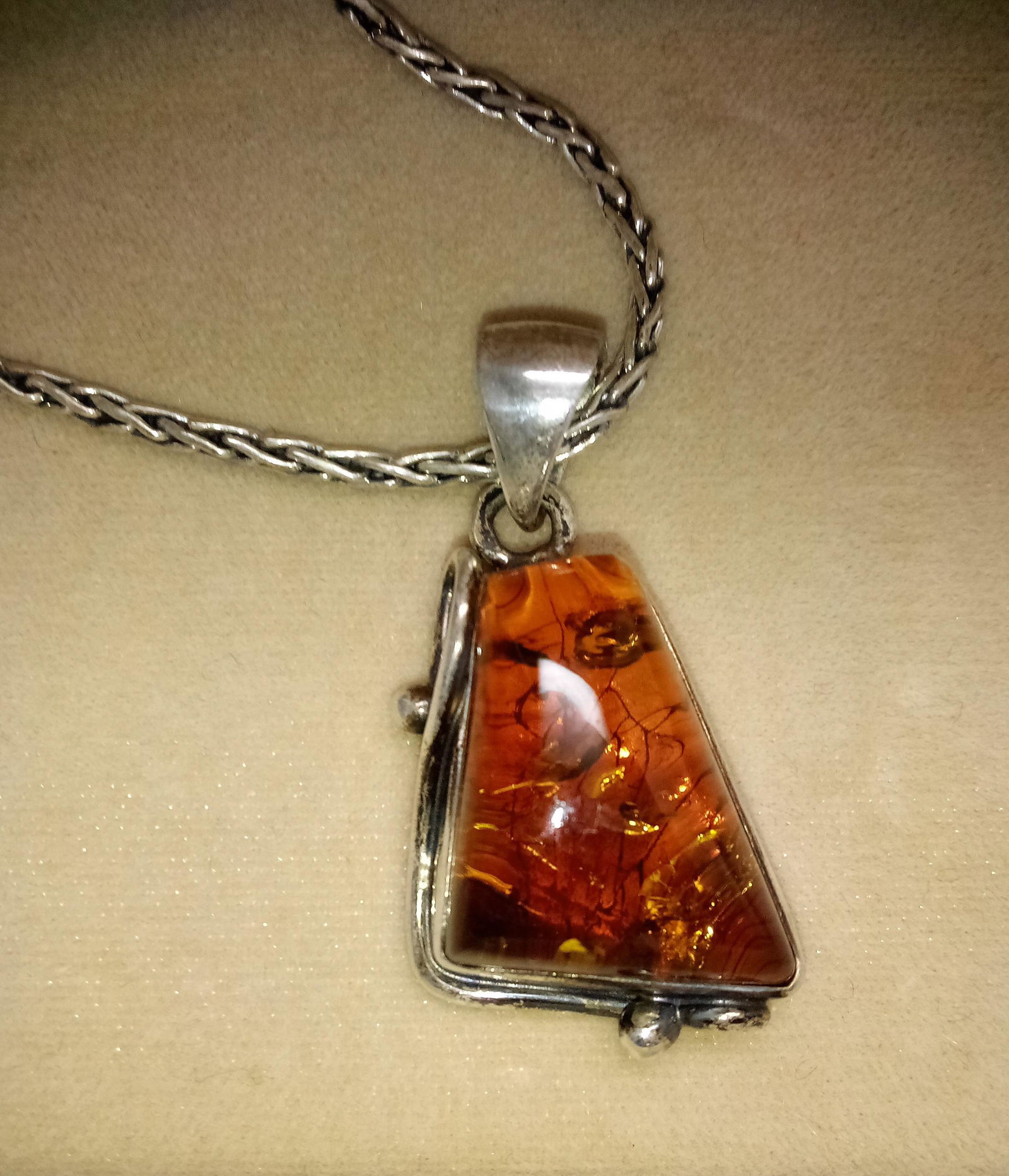 Sterling Silver Amber Pendant Necklace (1 of 4)