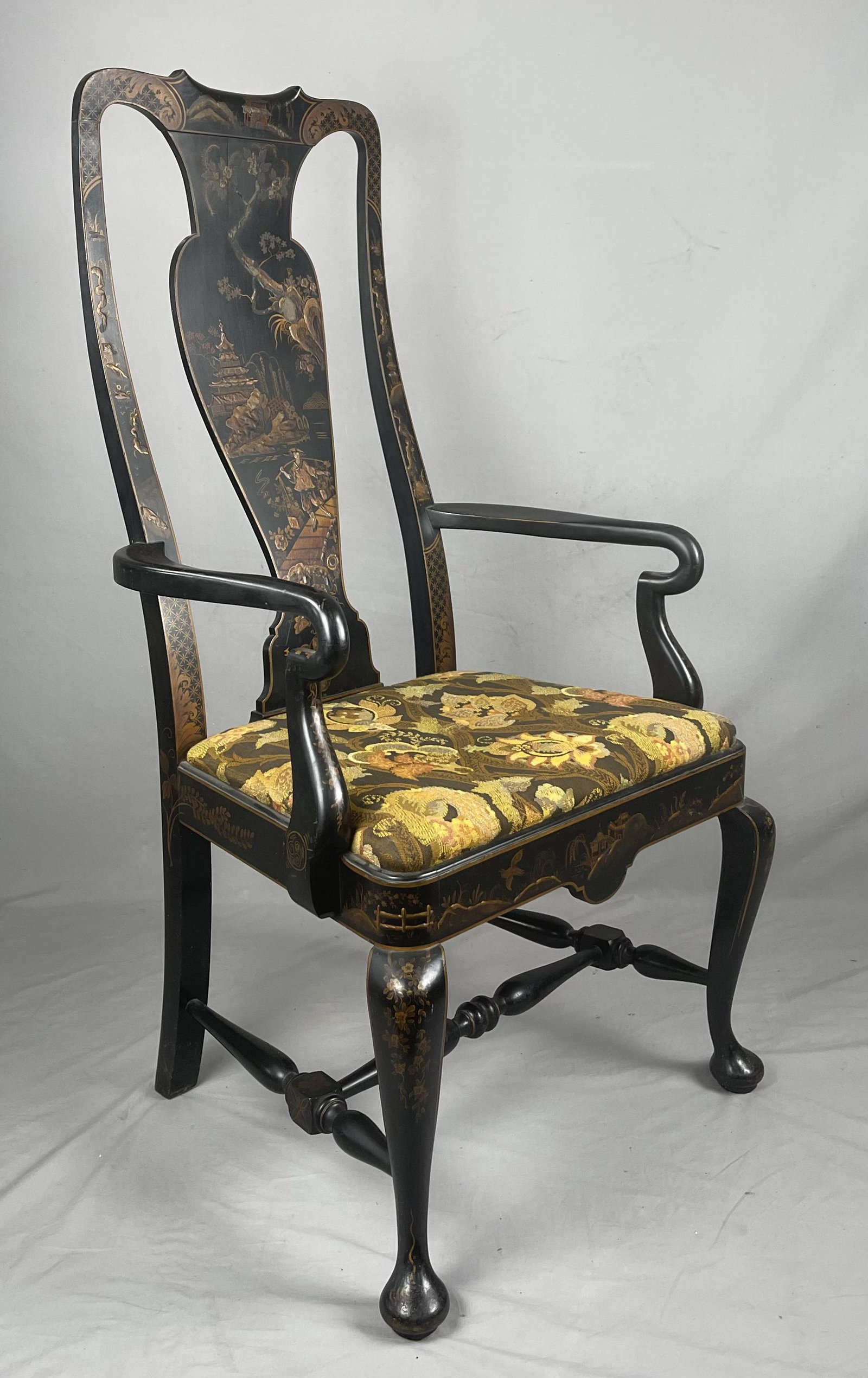 Oversized Queen Anne Chinoiserie Armchair CS Paine (1 of 10)