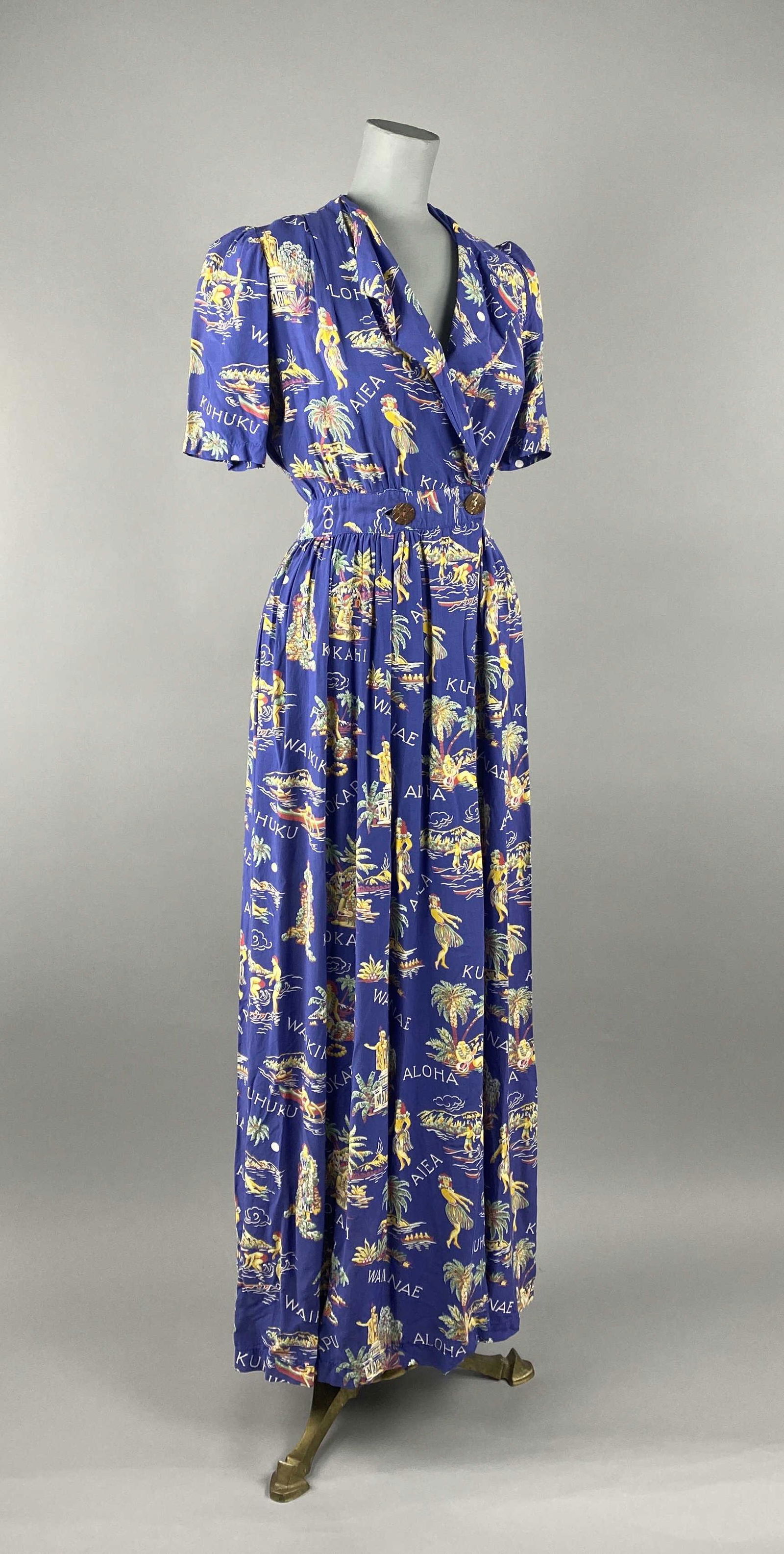 Surfriders 1930s Rayon Hawaiian Dress (1 of 8)