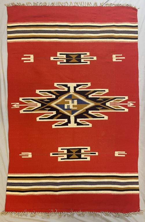 Vintage Wool Chimayo Weaving 4'-5" x 6'-9" (1 of 6)