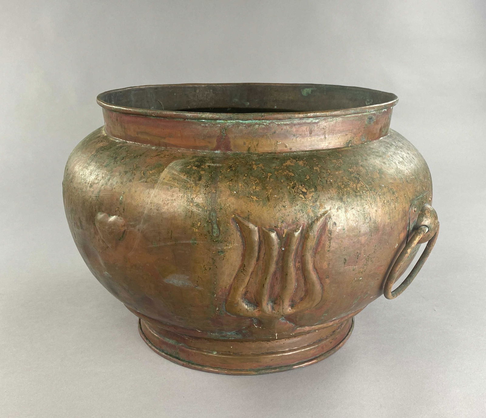 Large Hand Wrought Copper Cachepot Planter (1 of 6)