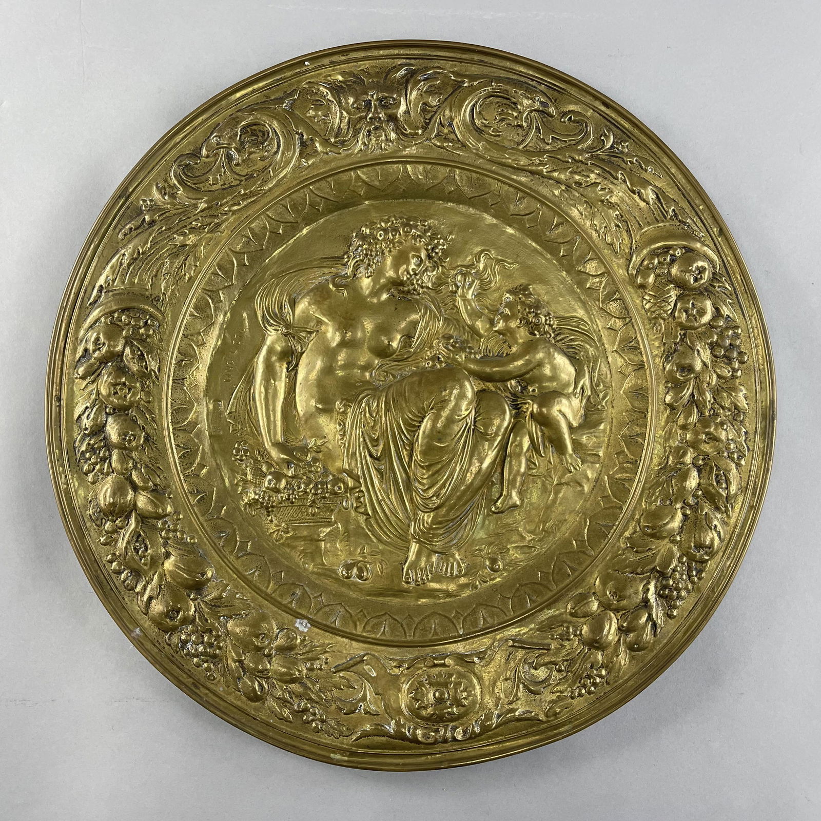 19th C Belgian Embossed Brass Repousse Tray (1 of 7)