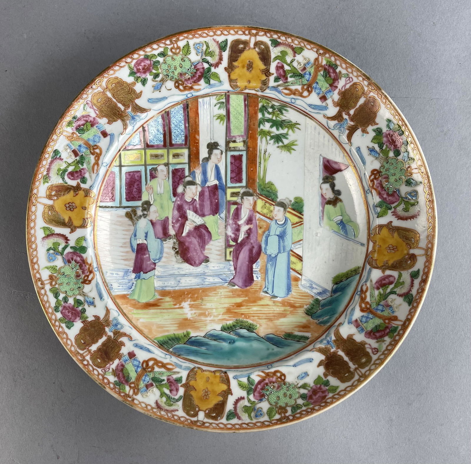 19th C. Rose Mandarine Chinese Export Plate (1 of 2)