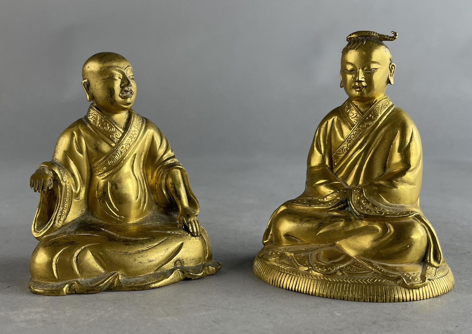 2 Fine Buddhist Gilt Bronze Lama Figures (1 of 7)