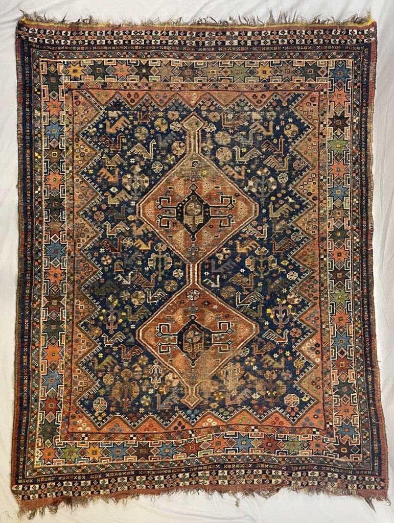 Antique Persian Qashqai Kashkuli Shiraz Wool Rug (1 of 7)