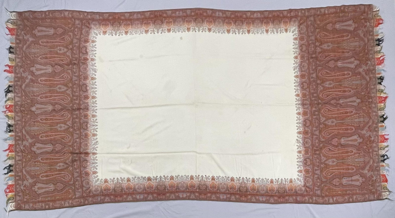Antique Paisley Shawl with Ivory Center Panel (1 of 10)