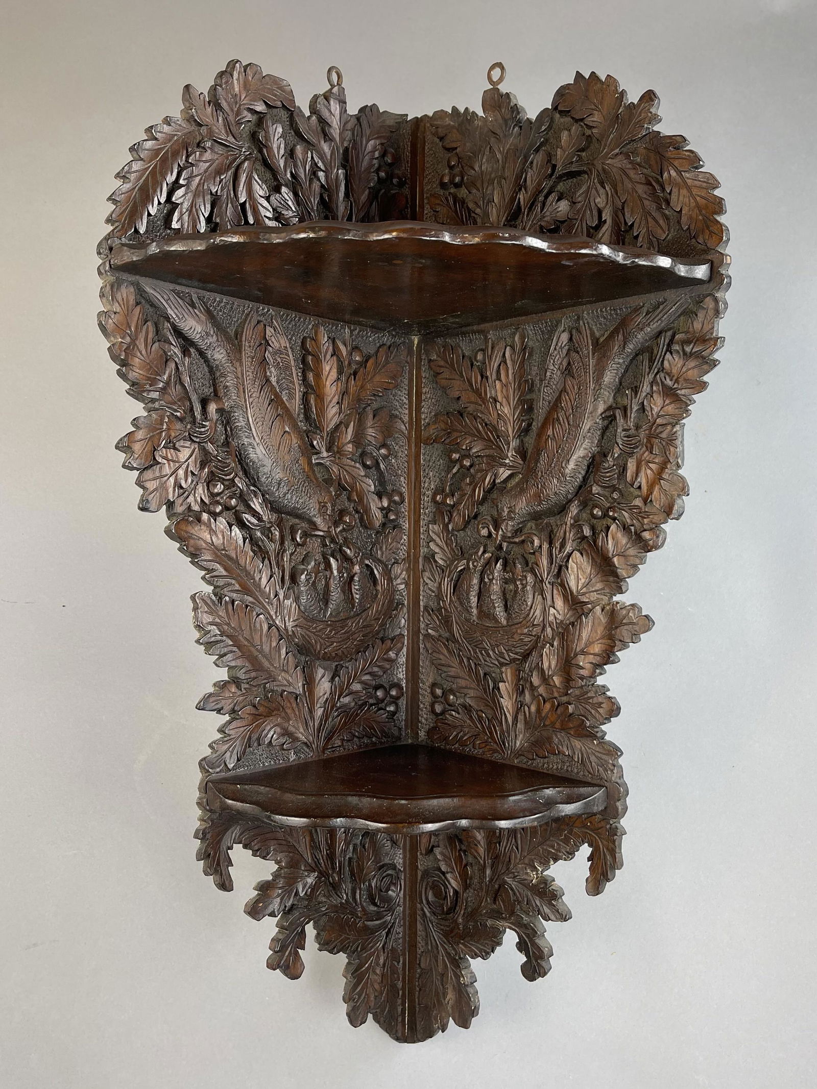 Antique Black Forest Heavily Carved Corner Shelf (1 of 8)