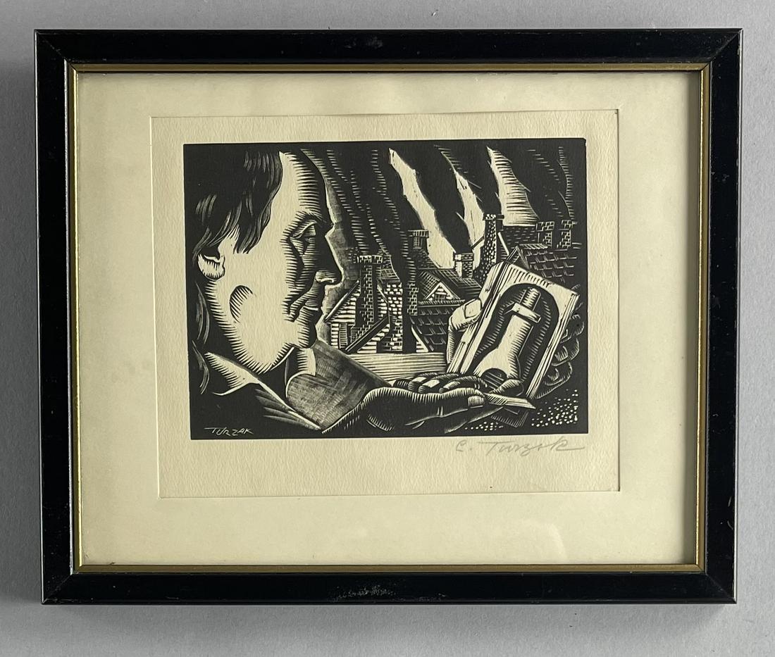 Charles Turzak Signed Woodcut Benjamin Franklin (1 of 6)
