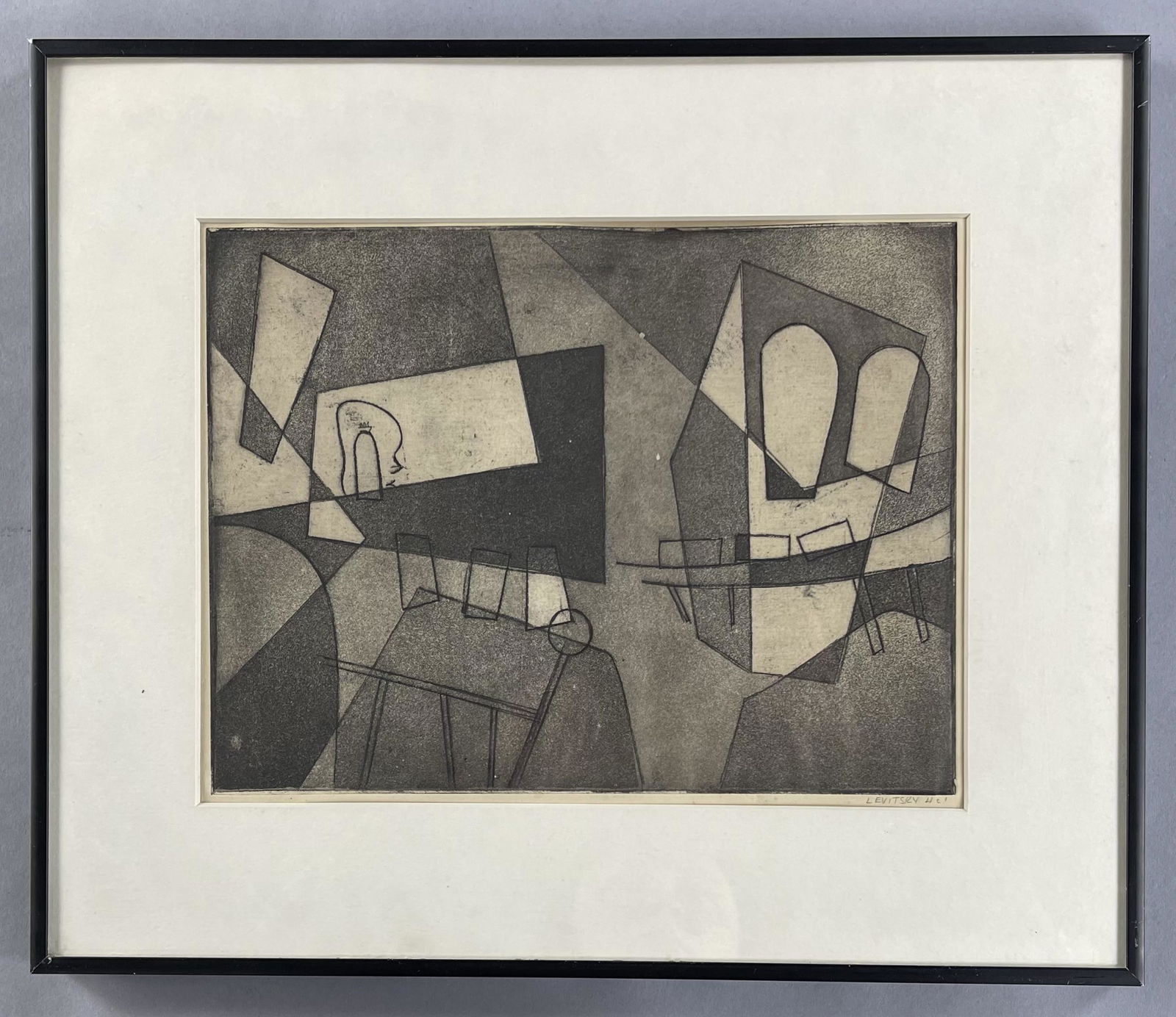 Levitsky Pencil Signed Modernist Lithograph (1 of 4)