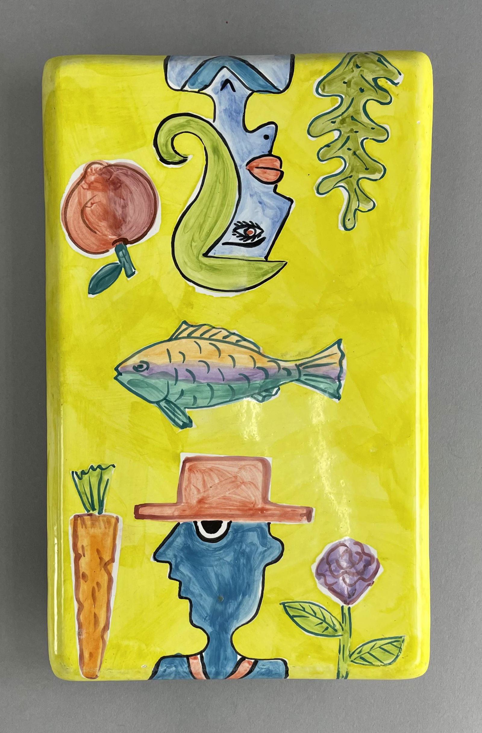 1980s Outsider Art Pottery Tray (1 of 3)