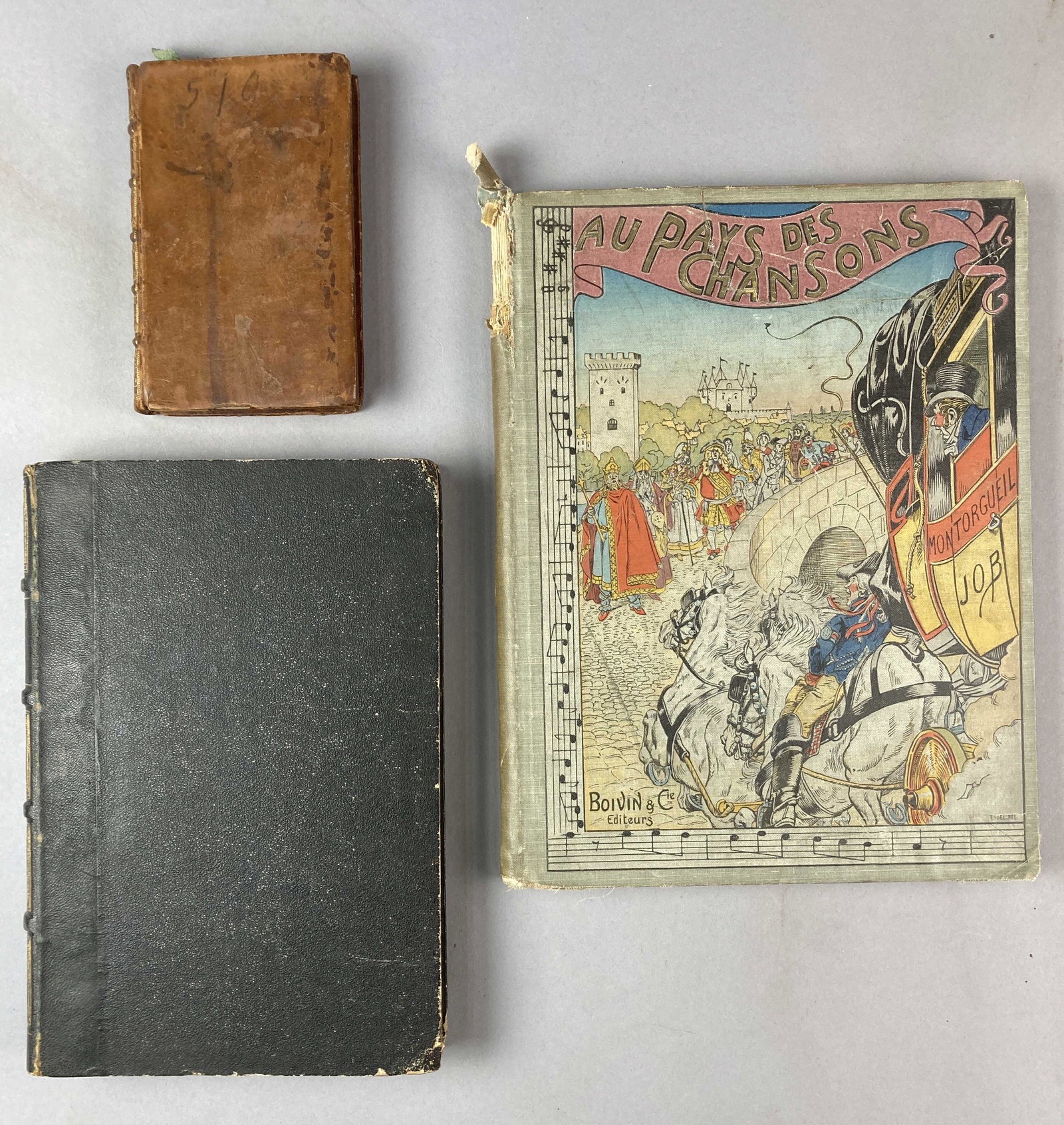 Three French Hardcover Books: Three hardcover books from the 18th and 19th centuries. Les Etoiles (The Stars) by JJ Grandville, published by G. De Gonet in Paris, sometime in the 1800's. De La Charlatanerie Des Savans Par Monsieur