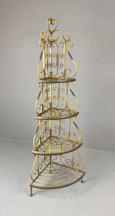 Wrought Iron & Brass Corner Baker's Rack Etagere (1 of 7)