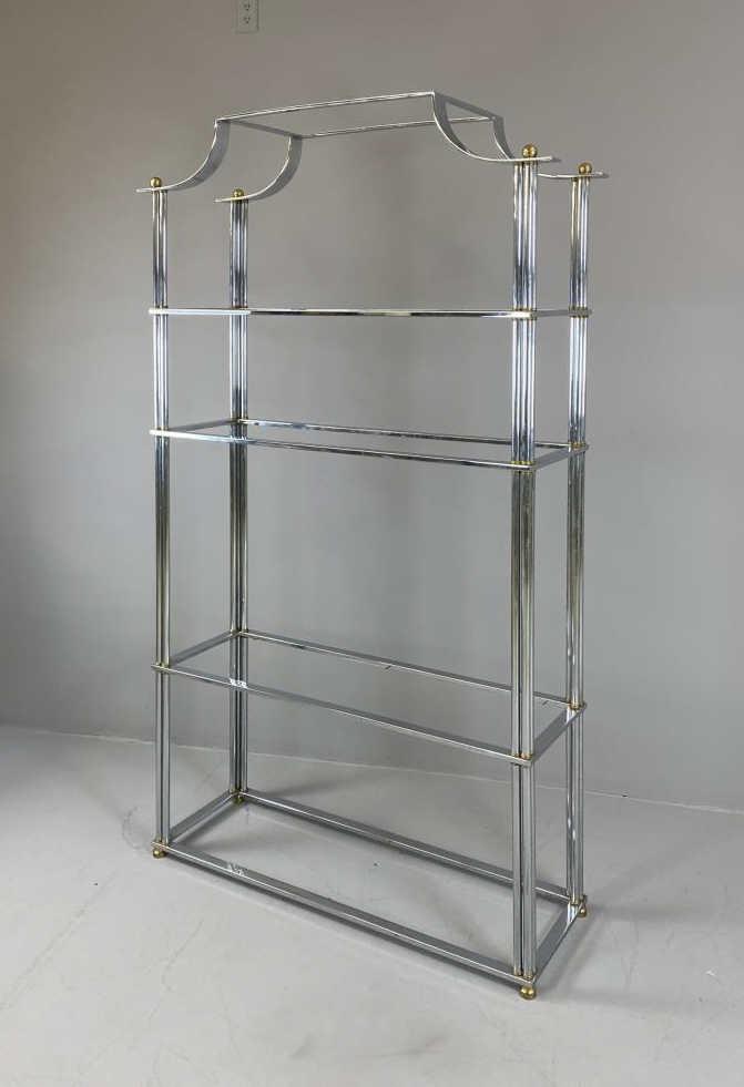 Midcentury Regency Chrome and Brass Etagere (1 of 6)