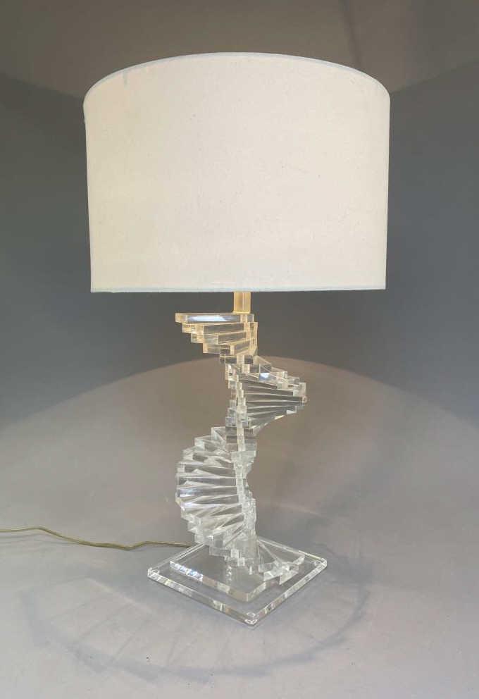 Spiral Stacked Lucite Modernist Table Lamp (1 of 5)