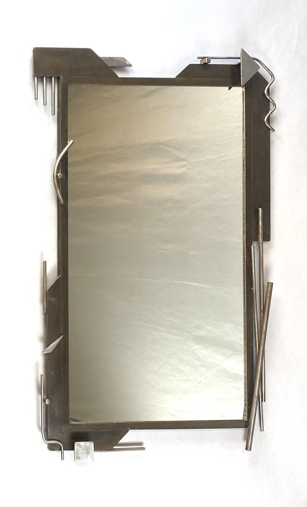 Brutalist Postmodern Artist Made Iron Mirror (1 of 10)