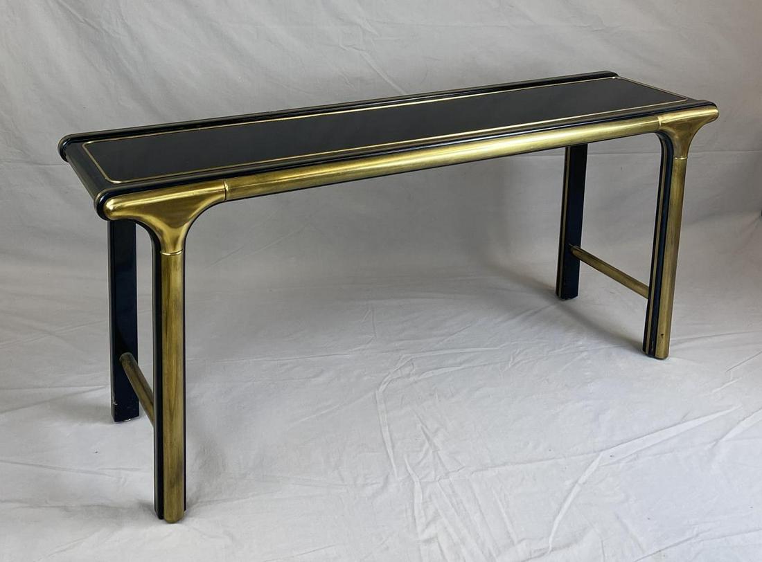 Mastercraft Console Table Brass Black Lacquer (1 of 14)
