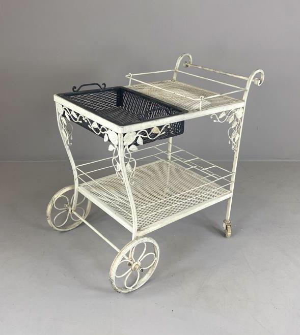Woodard Chantilly Rose Iron Patio Bar Cart (1 of 5)
