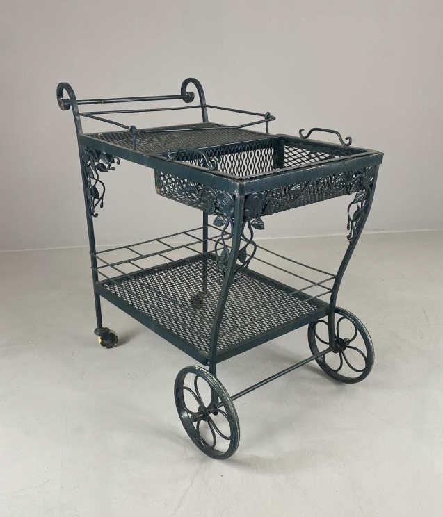 Woodard Chantilly Rose Iron Bar Serving Cart (1 of 7)