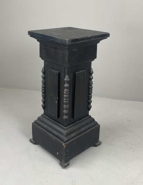 Antique Ebonized Primitive Pedestal Plant Stand (1 of 3)