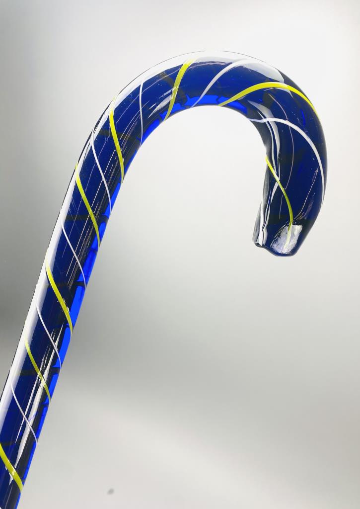 Blue Art Glass Whimsy Cane Walking Stick (1 of 4)