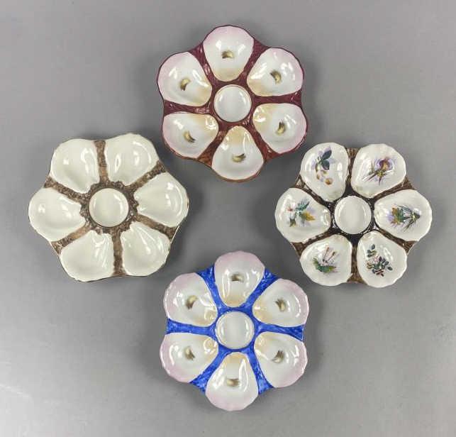 4 Vintage Hand Painted Oyster Plates (1 of 6)