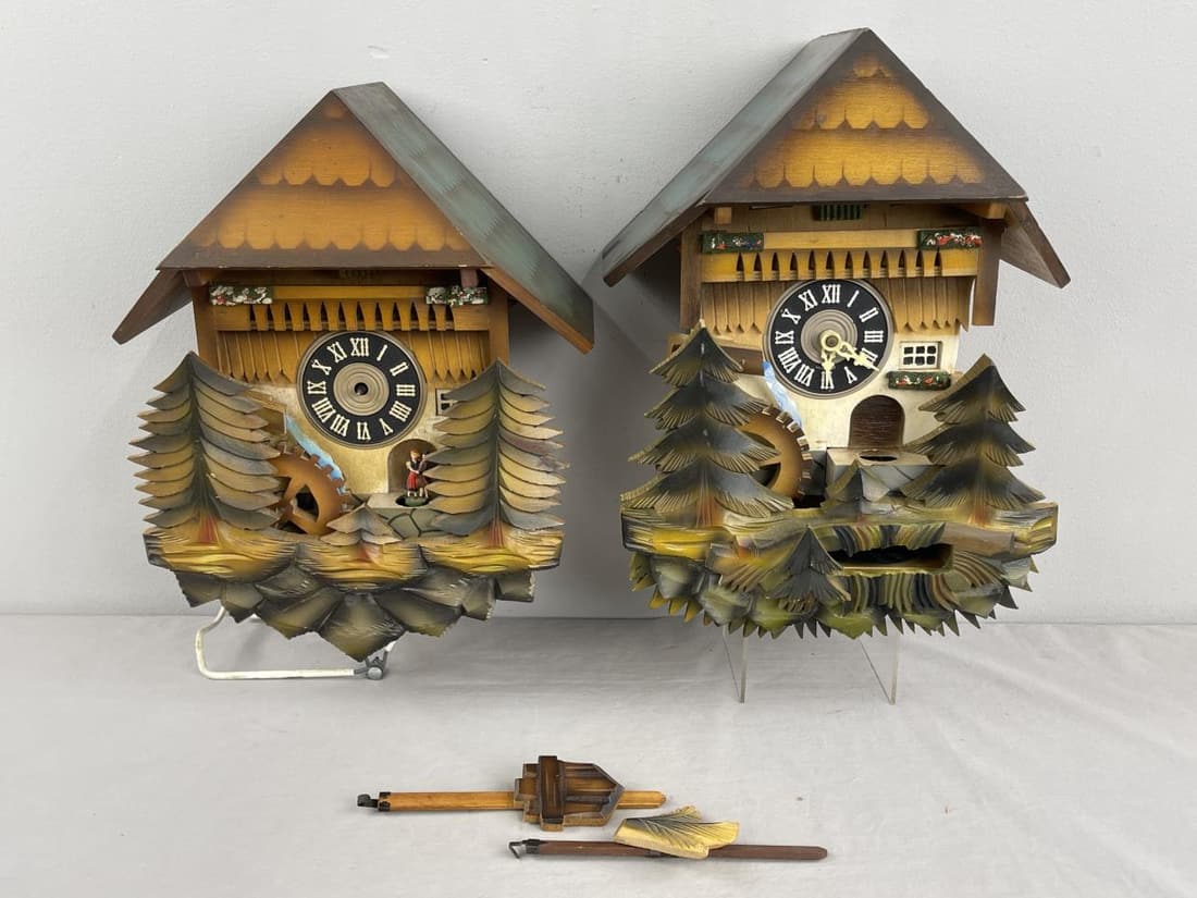 2 Chalet Cuckoo Clocks Repair Or Parts Auction