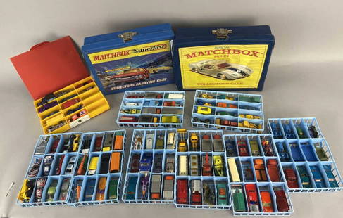 108 Toy Cars Lesney Matchbox Tootsie Racing: Silver 35 Racing Car, marked Deles, Matchbox 1987 Corvette, True Value Firebird Racing Car marked 1997 MI, Chevrlet Red Caravan unmarked, Valvoline Ferrari Race Car, marked T403, Blue Lamborghini Miur