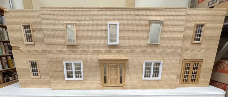 HOFCO Federal Dollhouse, unfinished: HOFCO House Federal Victorian doll house kit number KW174. Included are two additions on either side of the house. The roof has not been assembled and the house is not finished. There are many many pa