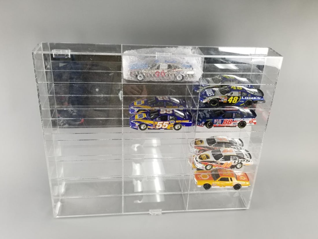 Five Die Cast NASCAR Model ars with mirrored case. (1 of 4)