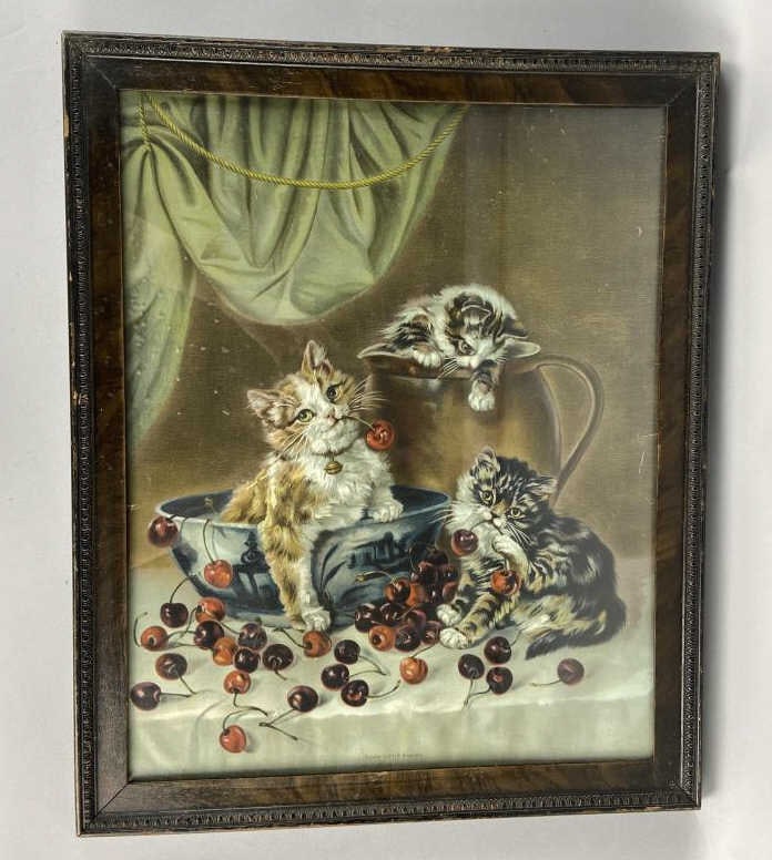 Three Little Rascals Kitten Lithograph in Frame (1 of 7)