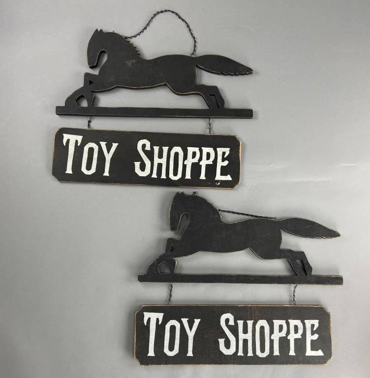 Wooden Hanging Horse Toy Shoppe Signs Auction