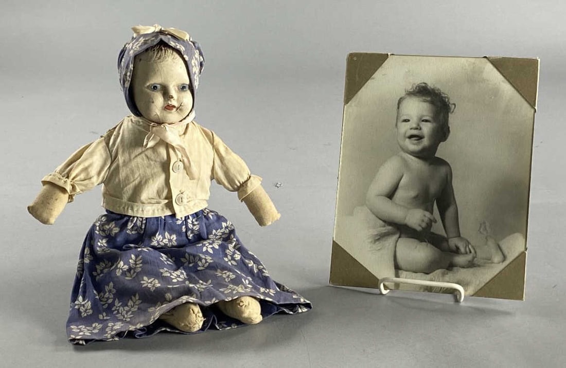 Mid Century Baby Photo & Antique Doll (1 of 13)