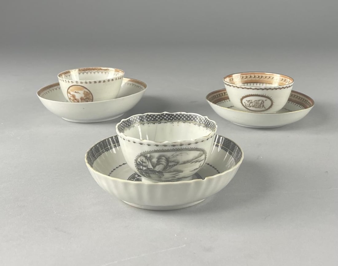 18th C. Chinese Export Handleless Cups & Saucers (1 of 8)