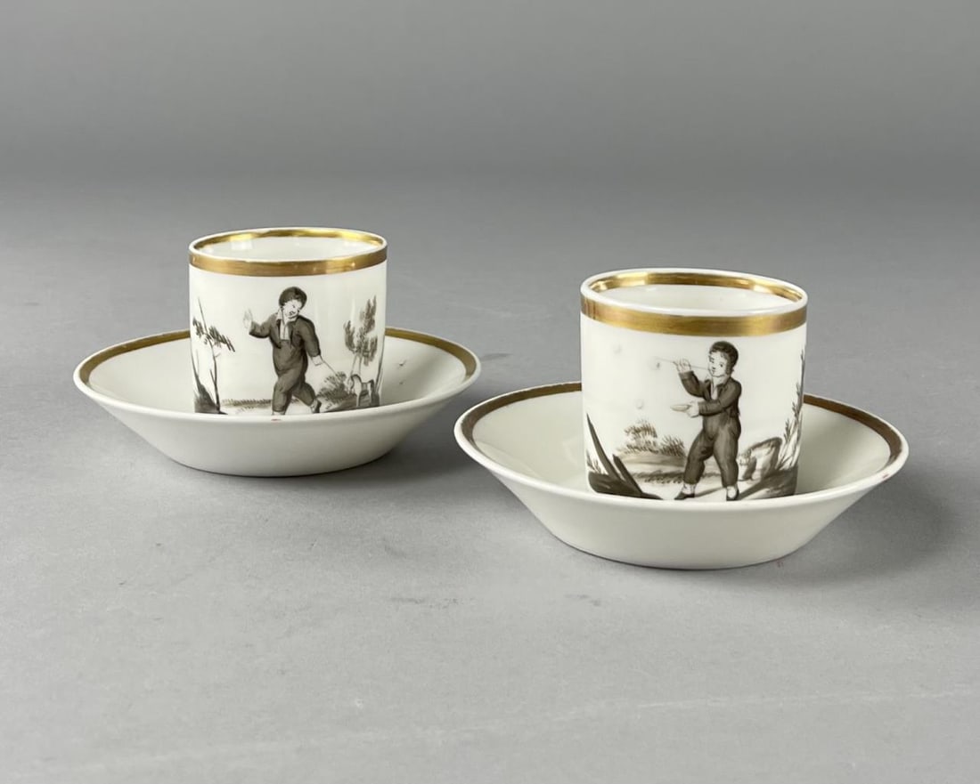 19th C Old Paris Porcelain Demitasse Pair (1 of 8)